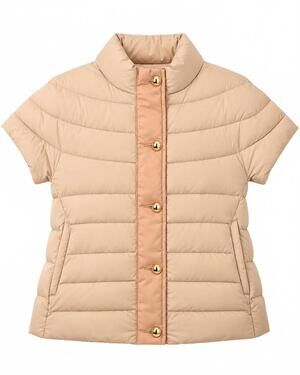 NEW CORTLAND PARK women's greenwich cap sleeve puffer jacket in camel